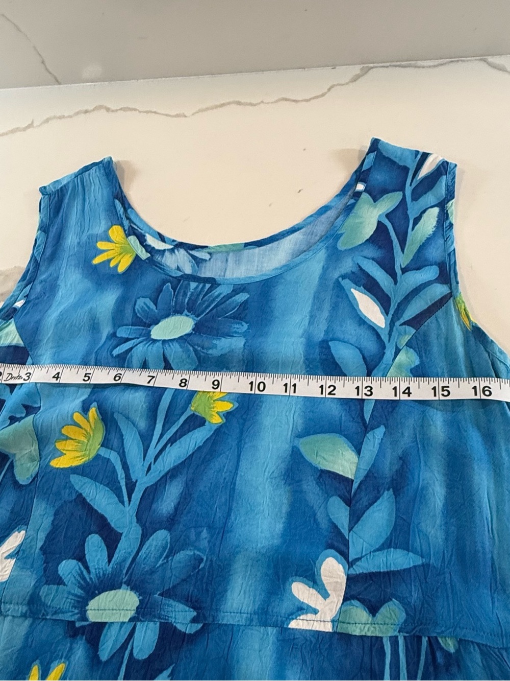 Vintage 90s Jams World Dress Womens small Blue Midi Floral Blue Pockets FLAWED - Picture 14 of 16